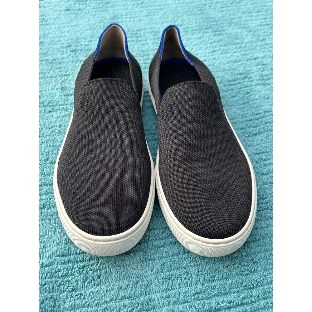Rothys The Sneaker Black White Slip On Shoes Womens 6.5 Flat Knit Platform